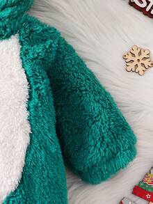 SHEIN Perso Play Niedlicher Weihnachts-Hirsch-förmiger Outfit für Neugeborene, Plüsch-Hirschgeweih-Dekor Langarm-Jumpsuit - Grün - Übersicht 4