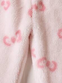 2 件套女童可爱甜美翻领长袖上衣和舒适休闲裤羊毛家居服套装 - 白色 - 查看 8