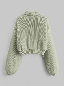 ROMWE Fairycore Women's Embroidered Decor Long Sleeve Casual Sweater - Green - View 3