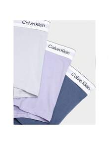 Calvin Klein 男士三件套字母图案平角内裤 - 灰色,紫色和海軍藍 - 查看 2