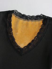 Everyssa Lace Lined Thermal Undershirt, Autumn/Winter - Black - View 5
