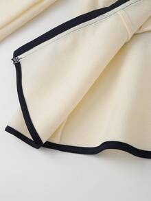 Lyxana Farbblockgürtel mit Kunstperlen-Metallschnalle, eleganter kurzer Damen-Mantel - Beige - Übersicht 7