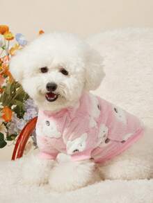 PETSIN 1件宠物猫狗通用经典熊时尚可爱图案印花毛绒保暖弹力舒适狗狗圆领 - 彩色 - 查看 2