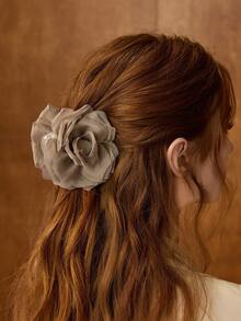 MOTF PREMIUM 女士时尚优雅3D花朵发夹 - 灰色 - 查看 5