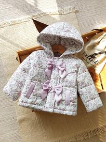 SHEIN Vintaside Kids Babygirl 女婴冬季拉链长袖数码印花夹克，非常适合户外旅行，具有充足的防寒保护，时尚实用的风格，让小宝宝在冬季冒险中保持温暖和时尚 - 紫色 - 查看 8
