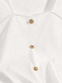 GlowEve 女士时尚商务休闲甜心领纽扣设计长袖 T 恤 - 白色 - 查看 6