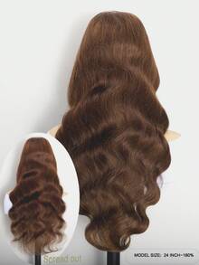 ALL READY WIG 26 英寸巧克力棕色无胶前假发真人头发 180 密度 13x4 波浪无胶假发真人头发预拔彩色前假发真人头发棕色假发真人头发女士假发 - S4 - 查看 2