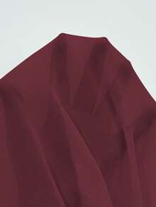 Selianne 新款褶皱腰带装饰纽扣后腰带设计轻盈连衣裙，优雅大方的休闲连衣裙，适合婚礼季节和度假 - 酒紅色 - 查看 7