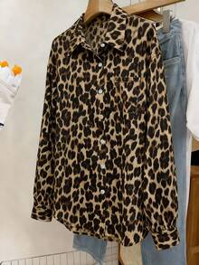 Modelyn Women's Casual Elegant Leopard Print Shirt, Autumn/Winter - Multicolor - View 1