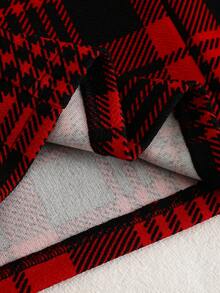 Elladie kids 1 件年轻女孩优雅格子珍珠纽扣长袖连衣裙，适合圣诞派对、度假、旅行、休闲装 - 白色 - 查看 4