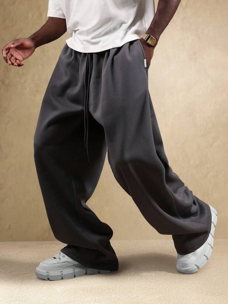 Wide Leg Loose Fit High Rise Pleated Sweatpants With Pockets