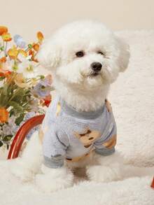 PETSIN 卡通动物印花休闲保暖舒适连帽衫，秋冬款 - 彩色 - 查看 7