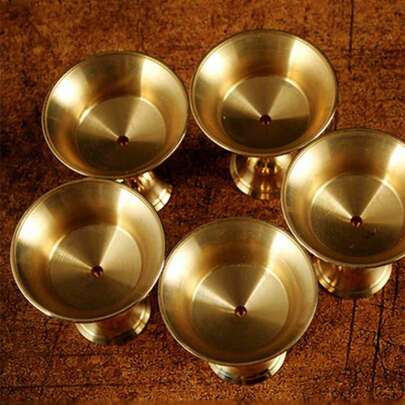 1/2个黄铜茶蜡烛台家居装饰黄油烛台铜油灯