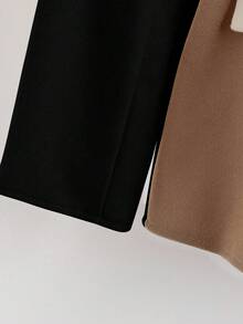 GlowEve Áo khoác Blazer nữ thiết kế ve áo, eo bó, dáng ôm, trang phục thường ngày/công sở, phong cách Pháp thanh lịch, màu be/khaki, tay dài, thu/đông - màu đen - Xem 4