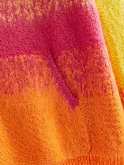 Street Life Sudadera con capucha holgada de moda de otoño/invierno para hombres con estampado jacquard degradado