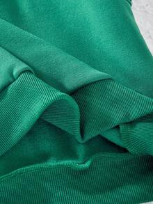 SHEIN Tween Girls 2pcs/Set Round Neck Sweatshirt Set,Green And Pink,Autumn,Cute,School,Back-To-School Long Sleeve Ribbed Knit Pants With Side Ribbon Bow - Green - View 10