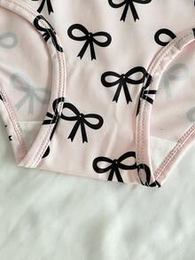 Tween Girl Bow Print Elastic Waist Panties - Multicolor - View 4