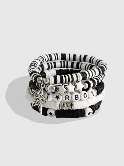 Kawaii 5pcs Fashionable Strawberry Pendant Crystal Beaded Bracelet Set, Sweet & Lovely For Women, Great For Friends And Valentine's Day Gifts,Mom,Mother,Mother's Day,Gift