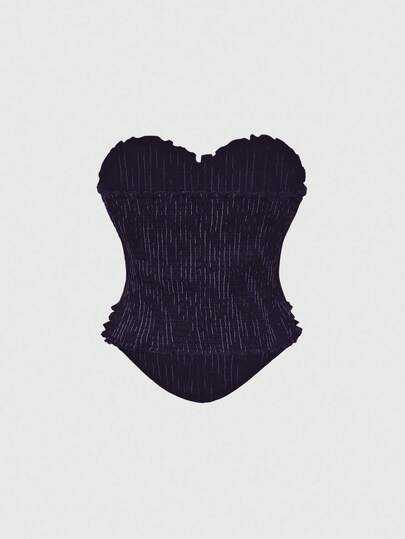 Goth Top bandeau de tela a rayas gótica y oscura con moño para mujer de talla grande, se puede usar como prenda de superposición