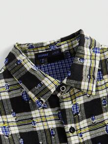 ROMWE MEN Prep Abrigo casual de manga larga a cuadros para hombre, ropa de calle de otoño/invierno - Multicolor - Ver 3