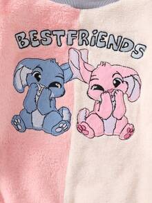 2pcs/Set Young Girl' Cute Cartoon Rabbit Pattern Long Sleeve Pants Pajama Set, Soft & Comfortable Warm Fleece - Multicolor - View 5