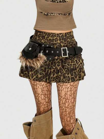 Goth 1pc Y2K Furry Faux Fur Waist Belt, Fashionable Versatile Minimalist Wild Style Waist Strap Suitable For Party, Date, Travel, Halloween And More