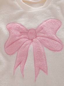 SHEIN Playful Pals 4pcs Girls Casual Plush Loungewear Set, Includes Cloud & Heart Embroidered Checkered Pattern Long Pants And Long Sleeve Top, Comfortable & Cozy