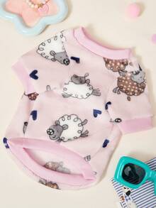 PETSIN 1 Buah Selimut Anjing/Kucing Universal Lucu Motif Domba Merah Muda Bercetak Modis Mewah Hangat Elastis Nyaman Leher Bulat - MultiWarna - View 7