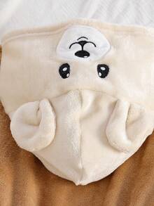 Men's Cozy Khaki Simple Hooded Long Sleeve Long Robe, Fluffy Bathrobe, Winter - Khaki - View 3