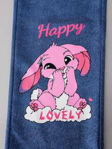 Sparklyn 少女休闲百搭日常涂鸦图案连帽短款卫衣+牛仔风涂鸦宽松裤套装 - 彩色 - 查看 5