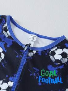 Boys' Minimalist Multi-Color Football & Letter Print Long Sleeve BodysuSnug FitFit Loungewear - Multicolor - View 7