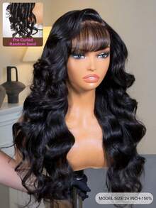 ALL READY WIG 完美时尚之选 13x4 预制侧分蓬松波浪假发，带有稀疏的空气刘海，迷人剪裁，自然层次，侧分刘海，预造型设计，预剪，预拔，预漂白，100% 真人发，透明蕾丝 9AM 发型 - SNatural - 查看 3