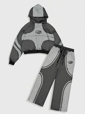 Street Life Men's Contrast Color Hooded Sweatshirt And Pants Set