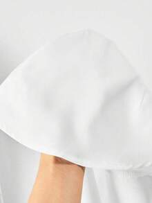 女士度假休闲优雅纹理针织背心搭配长袖翻领衬衫连衣裙两件套，适合日常穿着 - 棕色 - 查看 7