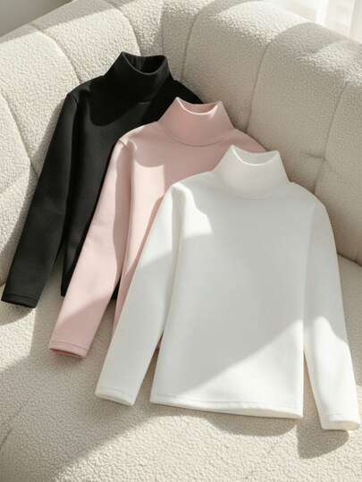 SHEIN 3 قطع تي شيرت صوفي كاجوال من النوع الحراري البأكمام طويلة وطبعة قطط للفتيات المراهقات
