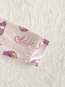 2件套少女可爱卡通垂耳蓝兔印花长袖上衣和裤子舒适休闲睡衣套装 - 淡紫色 - 查看 8