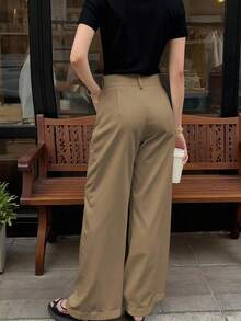 Airaco Quần âu trơn màu thường ngày dành cho nữ - Màu Khaki - Xem 3