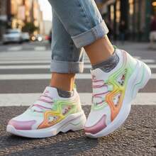 Tenis Para Niña Charly Kids 1098715 Blanco Multicolor Zapatillas Deportivas Textil Suela Gruesa Sneaker Deportivos Infantil Niñas - Blanco - Ver 1