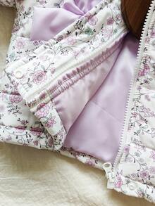 SHEIN Vintaside Kids Babygirl 女婴冬季拉链长袖数码印花夹克，非常适合户外旅行，具有充足的防寒保护，时尚实用的风格，让小宝宝在冬季冒险中保持温暖和时尚 - 紫色 - 查看 3