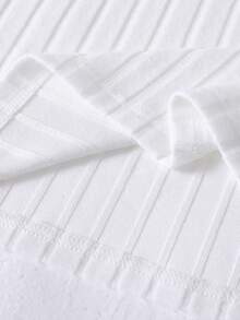 Vacaura 2件套 男童/青少年男童罗纹针织高领长袖T恤，秋冬新款百搭单品 - 黑與白 - 查看 7