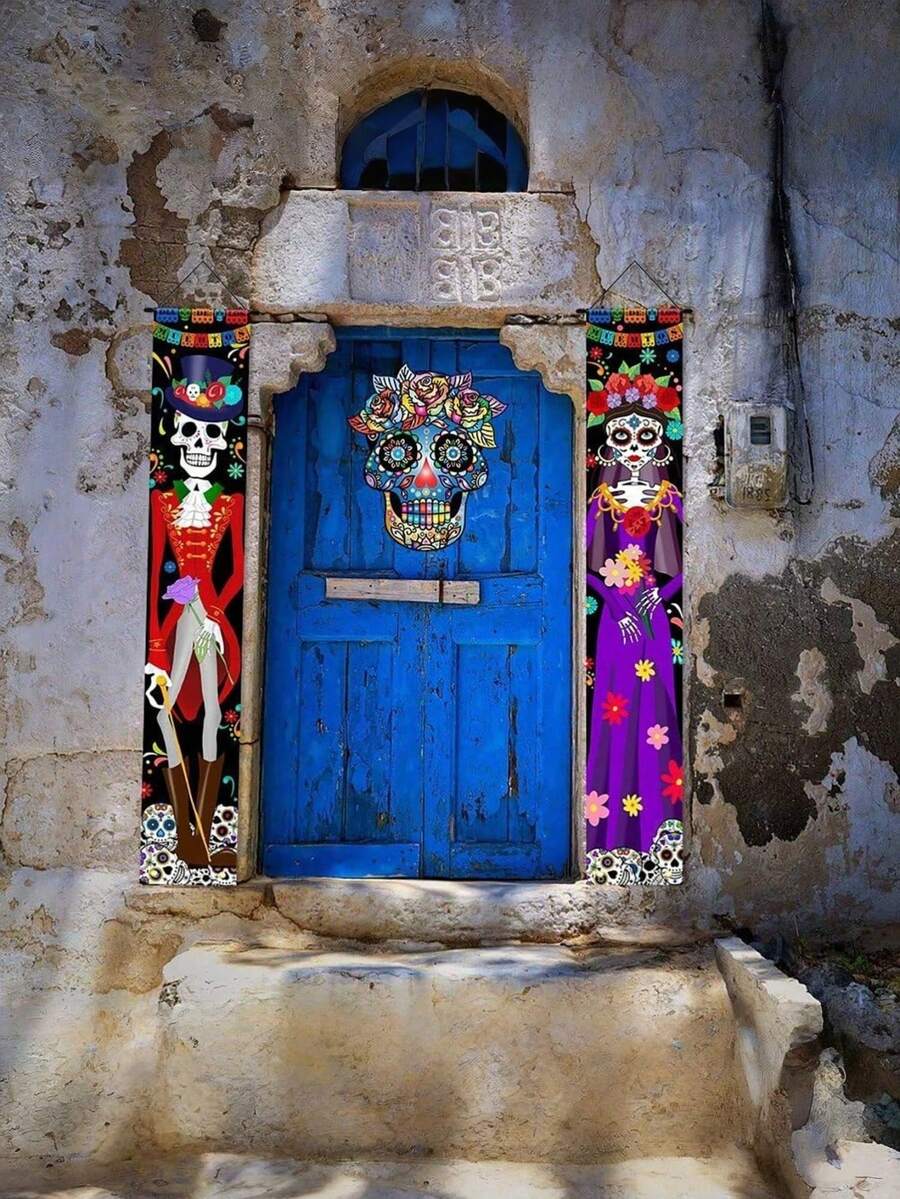 Halloween Background Cloth Decoration Garden Flag Banner Couplet Day Of The Dead Bar Party Atmosphere Flag - Day Of the Dead B - View 1