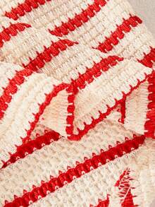 Tween Girls CasualPersonalizedy Camisole, Black & White Knit FabAsymmetricalgular Straps & Hem, Suitable For Travel, Vacation, Walking, Outings, Can Be Paired With Pants, Shorts, Skirts, Jackets - Red and White - View 5