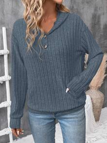 SHEIN PETITE 经典时尚百搭设计女士抓绒卫衣