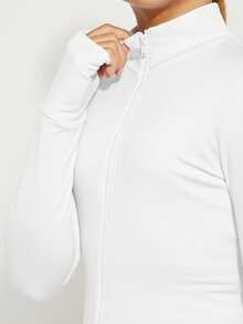 Radiana Chaqueta deportiva de manga larga, ceñida y de unicolor informal para niñas preadolescentes - Blanco - Ver 3