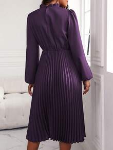 SHEIN Clasi Đầm Maxi Tay Lửng Màu Trơn Có Viền Xếp Ly Cho Nữ - Màu tím - Xem 2