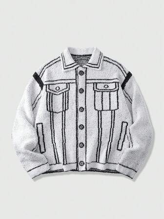 Street Life Cardigan à manches longues pour homme, imprimé graphique à la mode