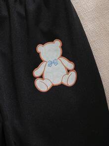 Souflis Souflis 2025 秋冬法式复古可爱熊图案卫衣和休闲打底裤两件套，适合上学、郊游和多种场合，女婴 - 杏色 - 查看 7