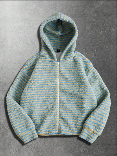 Street Life Veste ample à capuche douce et rayée pour hommes