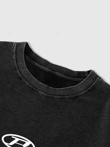 ROMWE MEN Casual 男士撞色印花圆领长袖T恤 - 彩色 - 查看 3