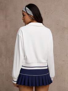 Dewbera Tennis-Stil lässiges Damen Sport-Poloshirt mit Reißverschluss bis zur Hälfte